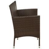 3-Seater Garden Sofa with Cushion Brown Poly Rattan - Top-Down View