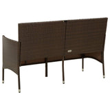 3-Seater Garden Sofa with Cushion Brown Poly Rattan - 45-Degree Angle