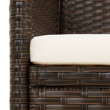 3-Seater Garden Sofa with Cushion Brown Poly Rattan - Rear View