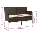 3-Seater Garden Sofa with Cushion Brown Poly Rattan - Close-Up Angle