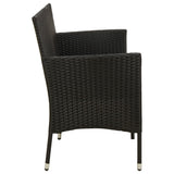 3-Seater Garden Sofa with Cushion Black Poly Rattan - Top-Down View