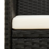 3-Seater Garden Sofa with Cushion Black Poly Rattan - Rear View