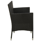 3-Seater Garden Sofa with Cushion Black Poly Rattan - Top-Down View