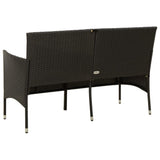 3-Seater Garden Sofa with Cushion Black Poly Rattan - 45-Degree Angle