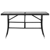 Garden Table Black 140x80x74 cm Poly Rattan - Front View
