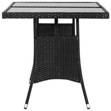 Garden Table Black 140x80x74 cm Poly Rattan - Side View