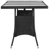 Garden Table Black 170x80x74 cm Poly Rattan - Side View