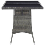 Garden Table Grey 140x80x74 cm Poly Rattan - Side View
