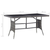 Garden Table Grey 140x80x74 cm Poly Rattan - Rear View