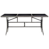 Garden Table Grey 170x80x74 cm Poly Rattan - Front View