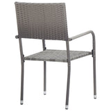 Garden Dining Chairs 2 pcs Stackable Grey Poly Rattan - 45-Degree Angle