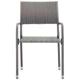 Garden Dining Chairs 4 pcs Stackable Grey Poly Rattan - Side View