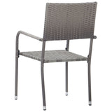 Garden Dining Chairs 4 pcs Stackable Grey Poly Rattan - 45-Degree Angle