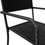 Garden Dining Chairs 6 pcs Stackable Black Poly Rattan - 45-Degree Angle