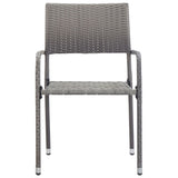 Garden Dining Chairs 6 pcs Stackable Grey Poly Rattan - Side View