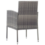 Garden Chairs with Dark Grey Cushions 2 pcs Grey Poly Rattan - 45-Degree Angle