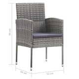Garden Chairs with Dark Grey Cushions 2 pcs Grey Poly Rattan - Close-Up Angle