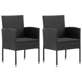 Garden Chairs with Black Cushions 2 pcs Black Poly Rattan