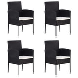 Garden Chairs with Cream White Cushions 4 pcs Black Poly Rattan