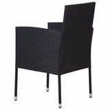 Garden Chairs with Cream White Cushions 4 pcs Black Poly Rattan - 45-Degree Angle