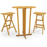 3 Piece Folding Bar Set Solid Wood Teak - Front View