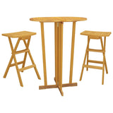 3 Piece Folding Bar Set Solid Wood Teak - Side View