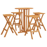 5 Piece Folding Bar Set Solid Wood Teak - Side View