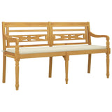Batavia Bench with Cream Cushion 150 cm Solid Wood Teak - Side View