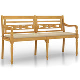 Batavia Bench with Beige Cushion 150 cm Solid Wood Teak