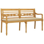 Batavia Bench with Beige Cushion 150 cm Solid Wood Teak