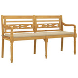 Batavia Bench with Beige Cushion 150 cm Solid Wood Teak - Side View