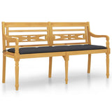 Batavia Bench with Anthracite Cushion 150 cm Solid Wood Teak - Front View