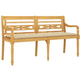 Batavia Bench with Beige Cushion 150 cm Solid Wood Teak