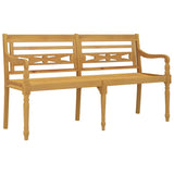 Batavia Bench with Wine Red Cushion 150 cm Solid Wood Teak