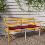 Batavia Bench with Wine Red Cushion 150 cm Solid Wood Teak