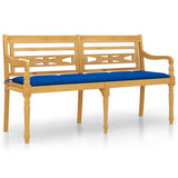 Batavia Bench with Blue Cushion 150 cm Solid Wood Teak