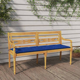 Batavia Bench with Blue Cushion 150 cm Solid Wood Teak