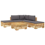 6 Piece Garden Lounge Set with Cushions Solid Wood Teak - Side View