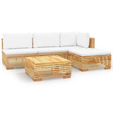 5 Piece Garden Lounge Set with Cushions Solid Wood Teak - Front View