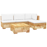 5 Piece Garden Lounge Set with Cushions Solid Wood Teak - Side View