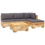 5 Piece Garden Lounge Set with Cushions Solid Wood Teak - Side View