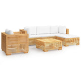 6 Piece Garden Lounge Set with Cushions Solid Wood Teak - Front View