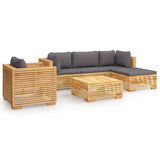 6 Piece Garden Lounge Set with Cushions Solid Wood Teak - Front View