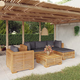 6 Piece Garden Lounge Set with Cushions Solid Wood Teak