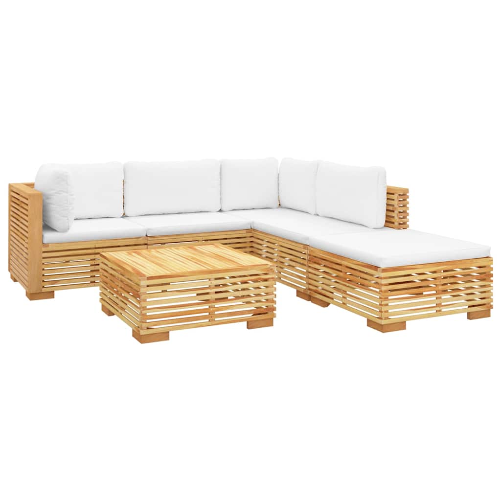 6 Piece Garden Lounge Set with Cushions Solid Wood Teak