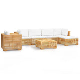 7 Piece Garden Lounge Set with Cushions Solid Wood Teak - Front View