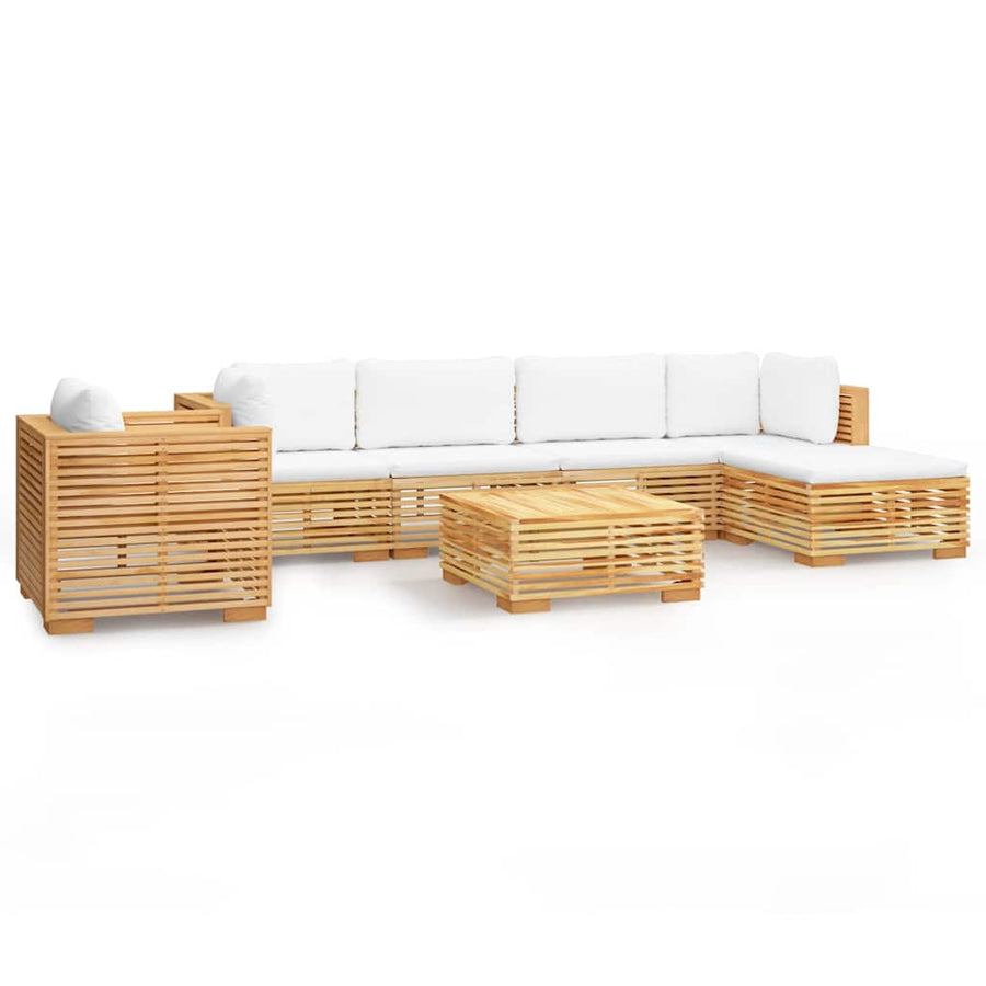 7 Piece Garden Lounge Set with Cushions Solid Wood Teak