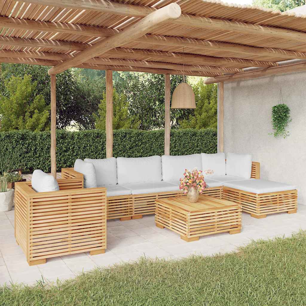 7 Piece Garden Lounge Set with Cushions Solid Wood Teak