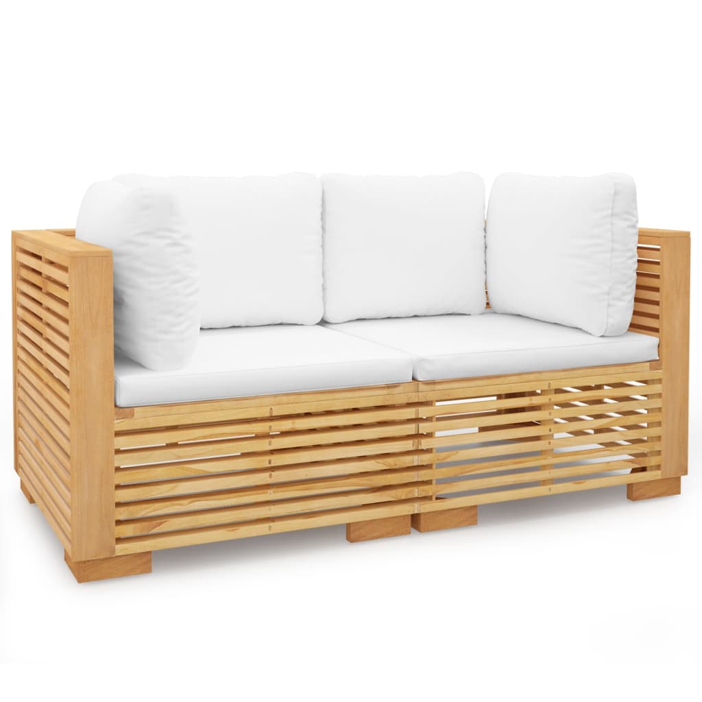 Garden Corner Sofas with Cushions 2 pcs Solid Wood Teak