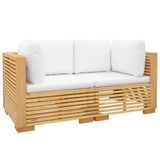 Garden Corner Sofas with Cushions 2 pcs Solid Wood Teak - Side View